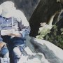 <I>Temps d'arrêt à Central Park</I>, aquarelle, 14"x21"